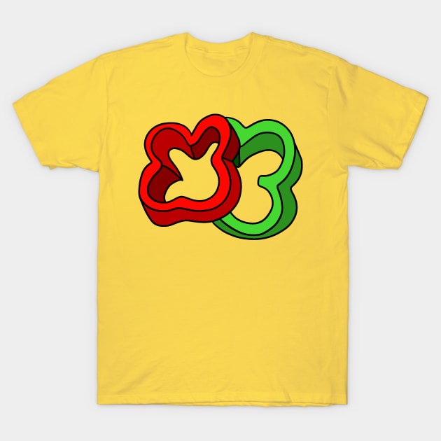 Red and Green Bell Pepper Slices T-Shirt by saradaboru